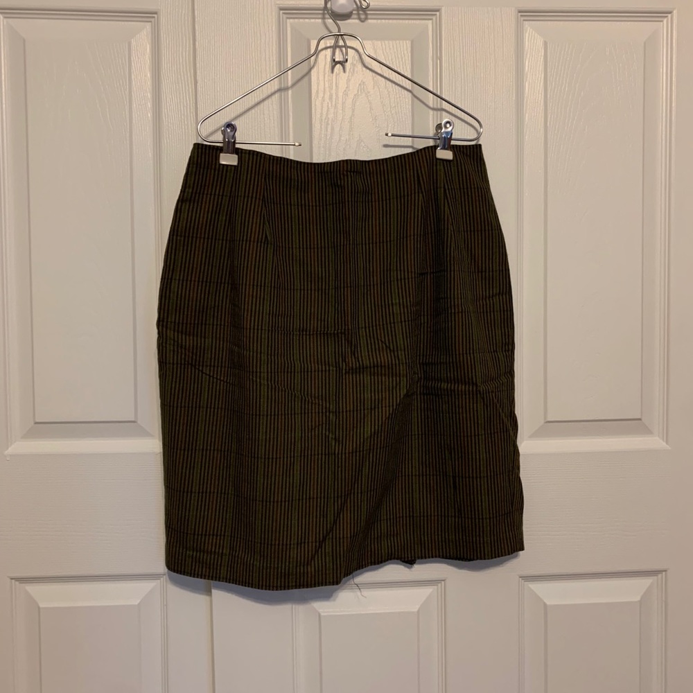 Vintage 80s Mid Length Plaid Pencil Skirt